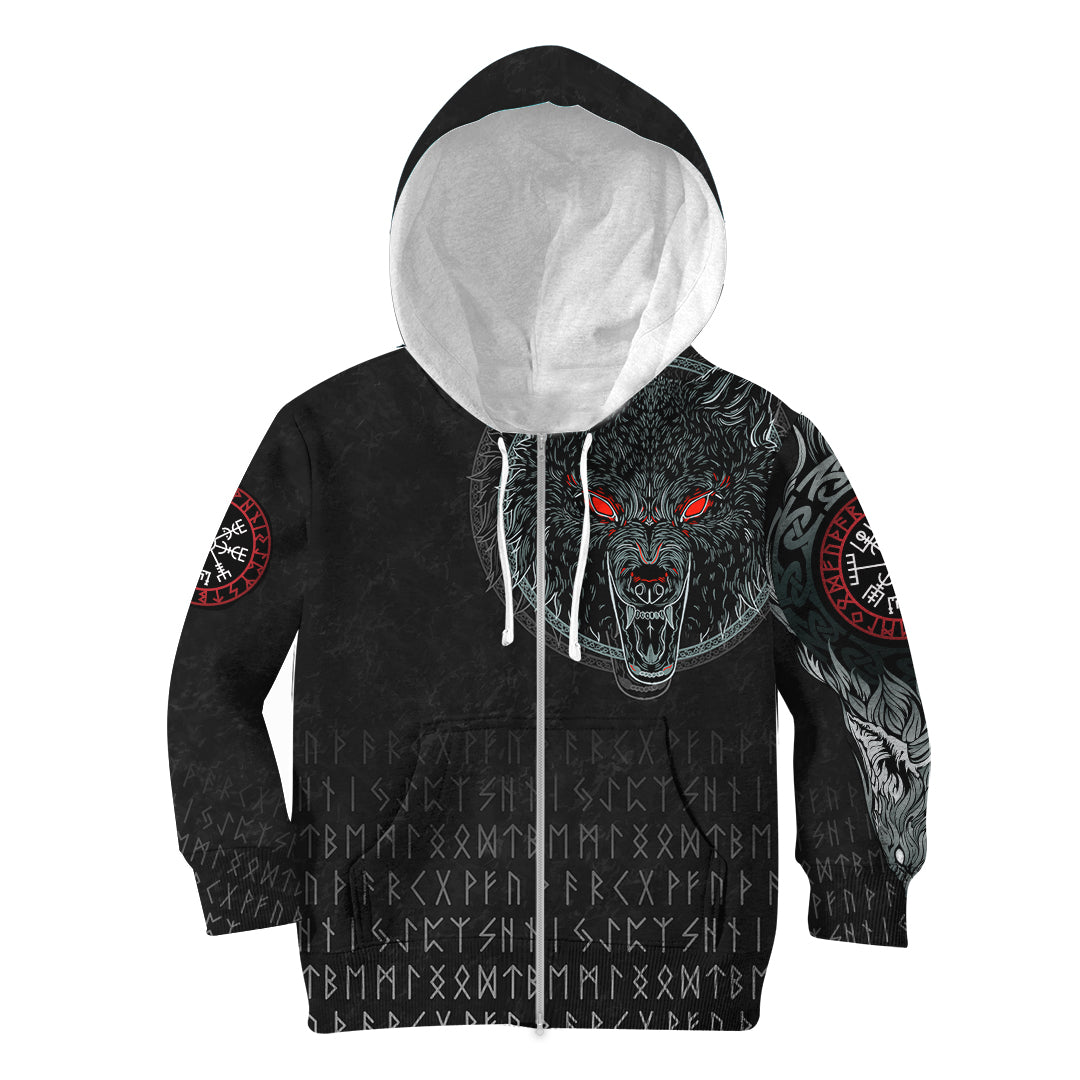 Viking Hoodie Kid Fenrir Wolf RLT12 - Wonder Print Shop