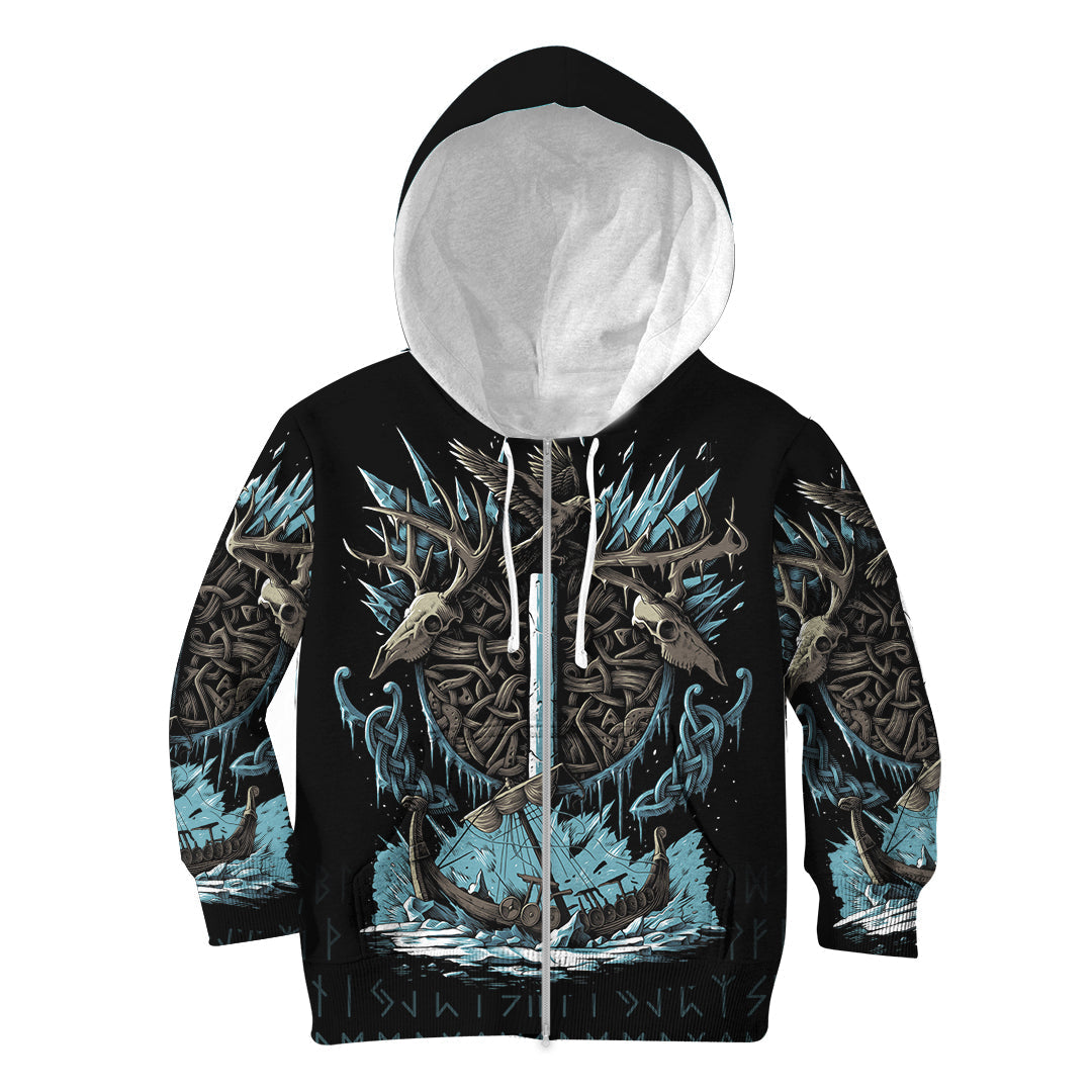 Viking Hoodie Kid Isaz Rune RLT12 - Wonder Print Shop