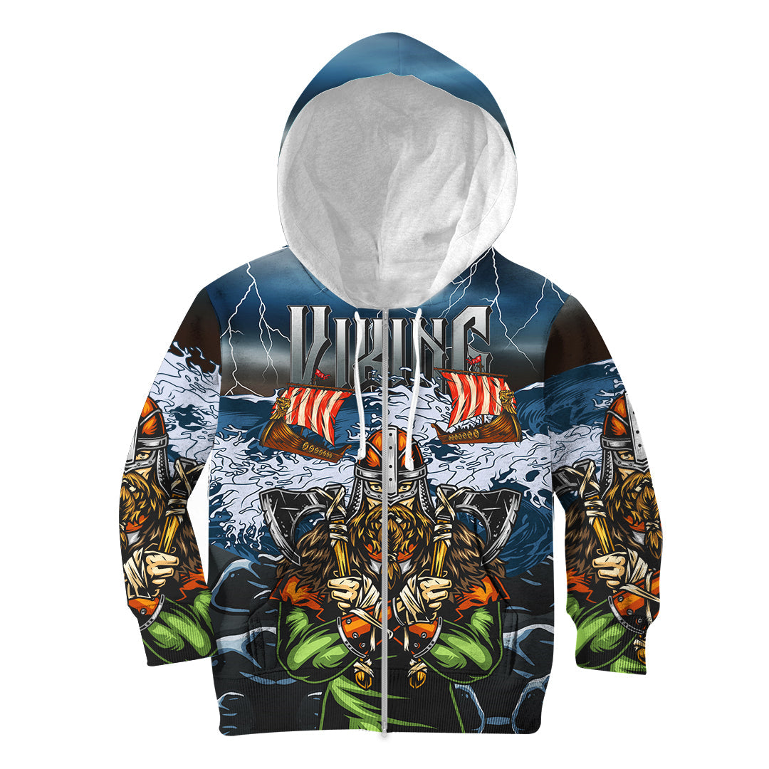 Viking Hoodie Kid 3D Odin RLT12 - Wonder Print Shop