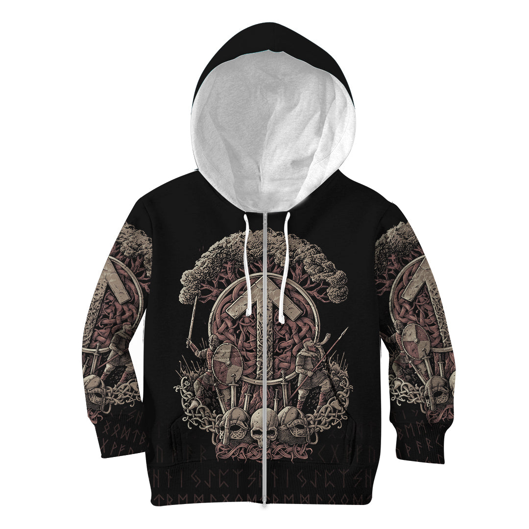 Viking Hoodie Kid Teiwaz Rune RLT12 - Wonder Print Shop