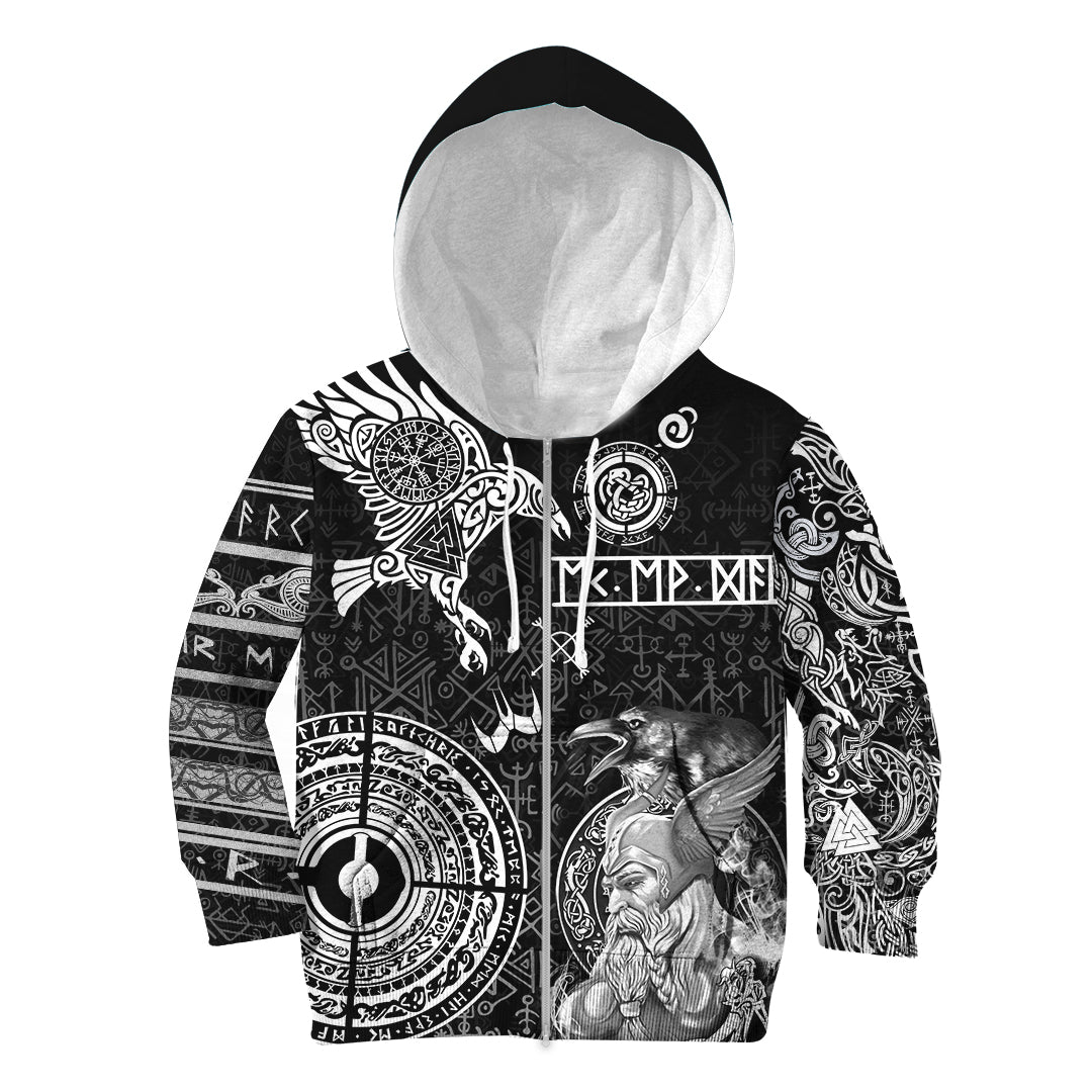 Viking Hoodie Kid Odin and Raven Tattoo RLT12 - Wonder Print Shop