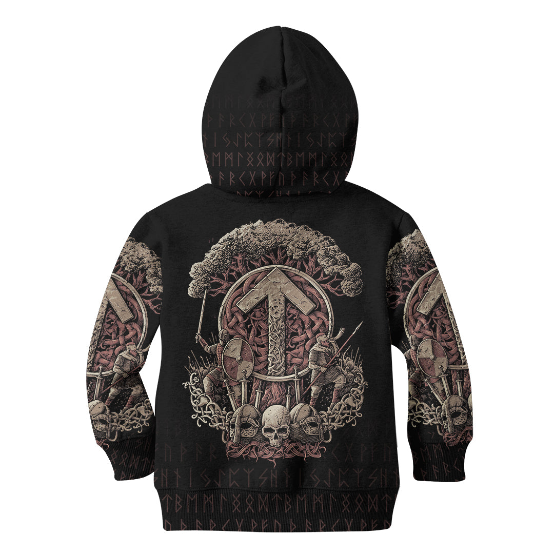 Viking Hoodie Kid Teiwaz Rune RLT12 - Wonder Print Shop
