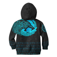 (Custom) Viking Hoodie Kid - Fenrir Wolf Cyan RLT12 - Wonder Print Shop