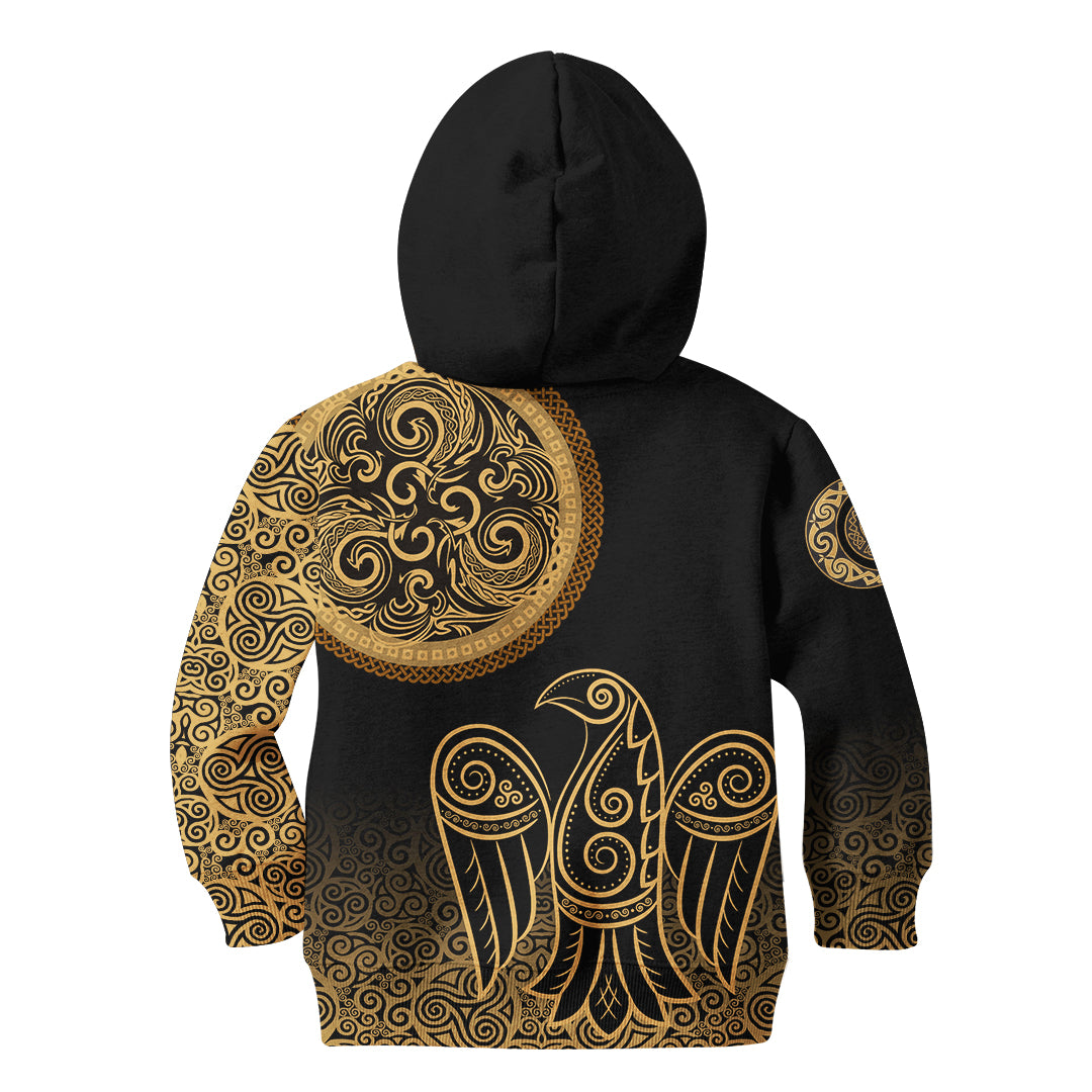 Viking Hoodie Kid Triskele Raven Celtic RLT12 - Wonder Print Shop