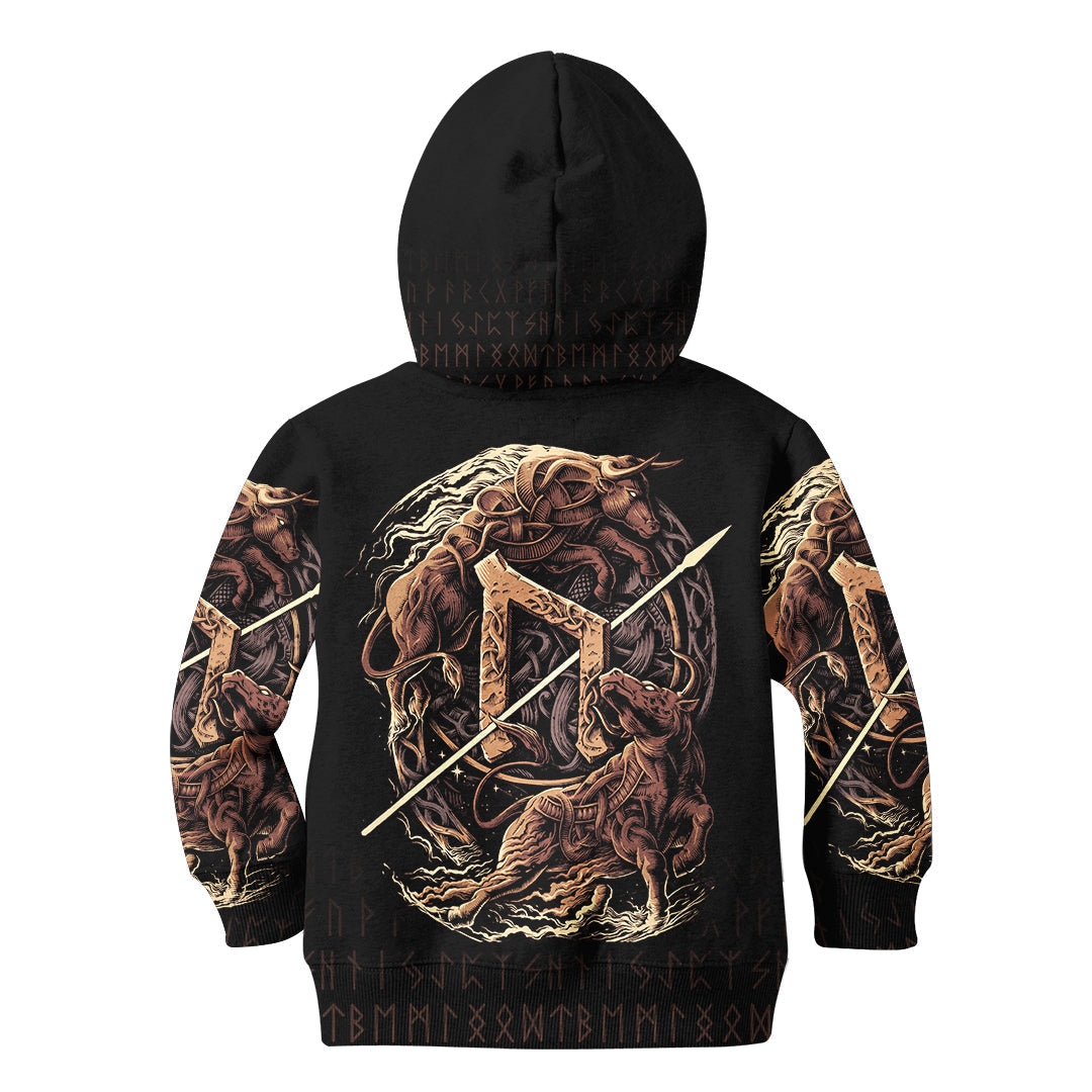 Viking Hoodie Kid Uruz Rune RLT12 - Wonder Print Shop
