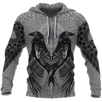 Viking Zip Hoodie Raven Valknut RLT12 - Wonder Print Shop