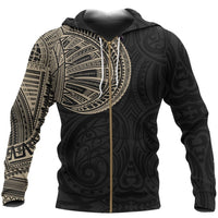 Samoa Tribal Zipper Hoodie Maori Tattoo Roman Reigns Zip Hoodie Gold - Wonder Print Shop