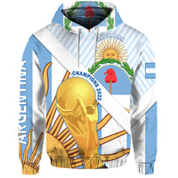 Custom Argentina Champions Football 2022 Hoodie La Albiceleste Sol de Mayo - Wonder Print Shop