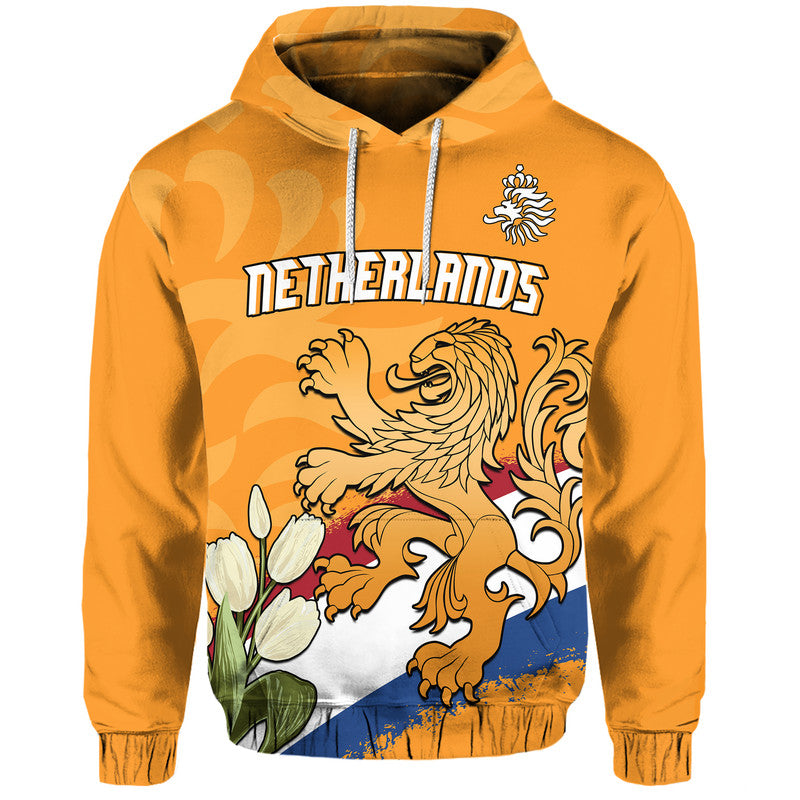 Custom Netherlands Football Flag Mix Tulip Flower Hoodie - Wonder Print Shop