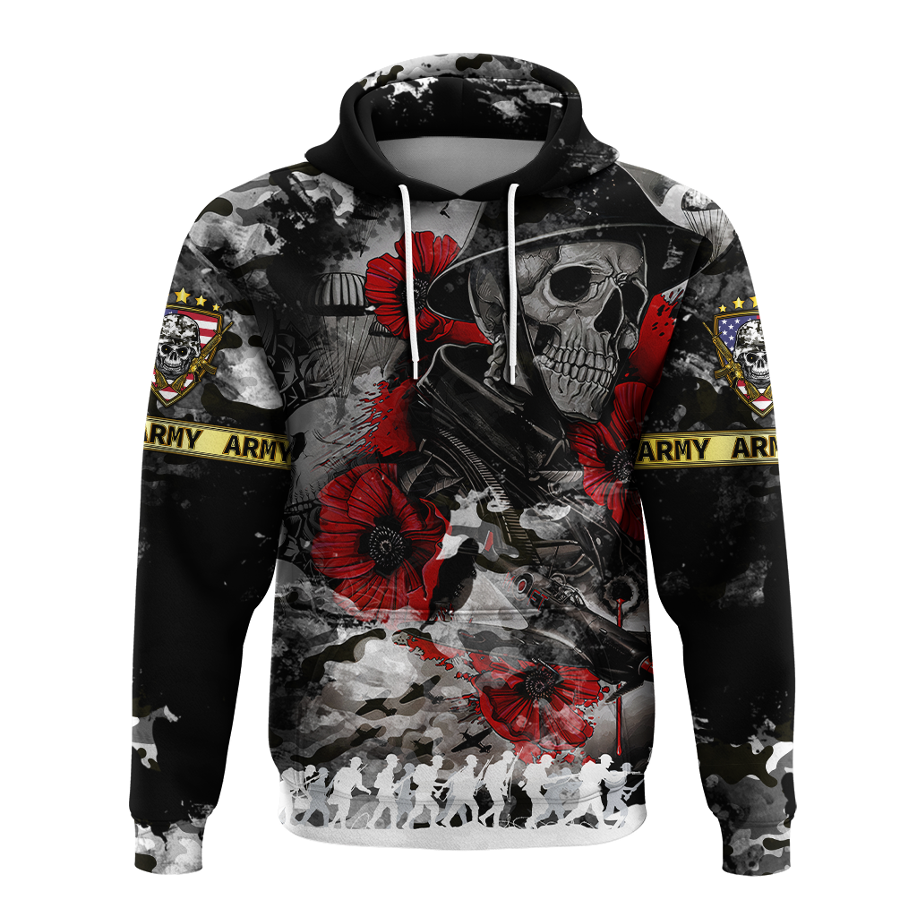Skull Camo - U.S Army Undying Love For The Motherland Hoodie - LT2 - Wonder Print Shop