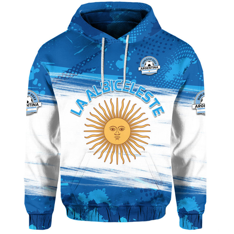 Argentina Sol de Mayo La Albiceleste Flag Style Hoodie Blue - Wonder Print Shop