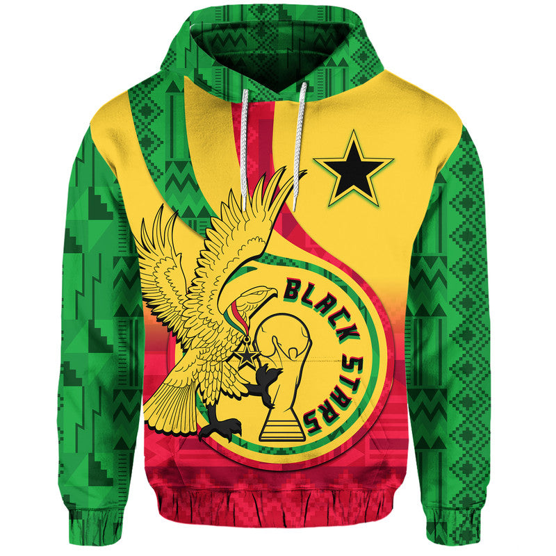 Custom Ghana Football Black Star and Golden Tawny Eagles Hoodie - Wonder Print Shop