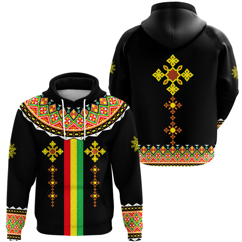 Ethiopia Cross Hoodie Geometric Ethnic - Wonder Print Shop