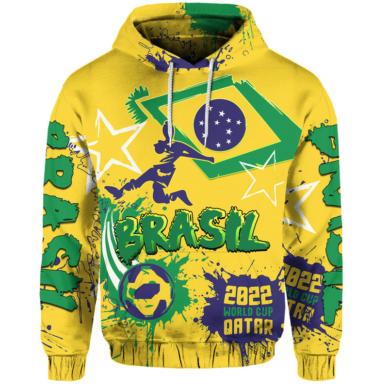 Custom Brazil Football 2022 Hoodie - Wonder Print Shop