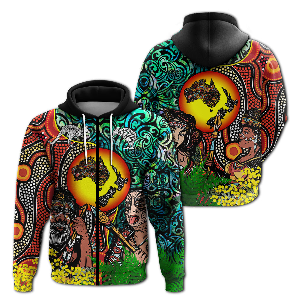 Australia Aboriginal Kangaroo Combine New Zealand Maori Kiwi Bird Hoodie LT2 - Wonder Print Shop