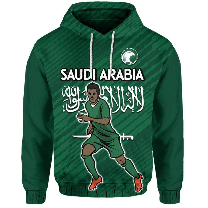 Saudi Arabia Football with Flag Background Hoodie - Wonder Print Shop