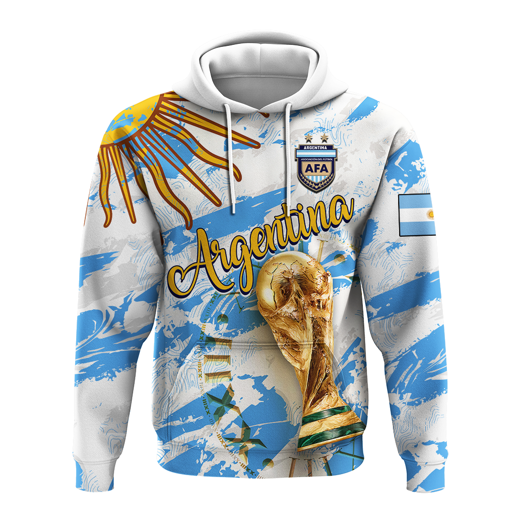 Custom Argentina Football 2022 Hoodie LT2 - Wonder Print Shop