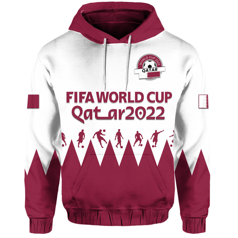 Qatar WC 2022 Flag Style Hoodie The Maroon Football Player - Wonder Print Shop