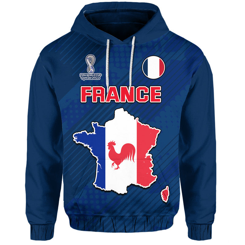 France Football 2022 With Flag Map Hoodie - Wonder Print Shop