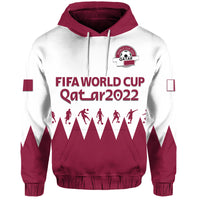 Custom Qatar WC 2022 Flag Style Hoodie The Maroon Football Player - Wonder Print Shop