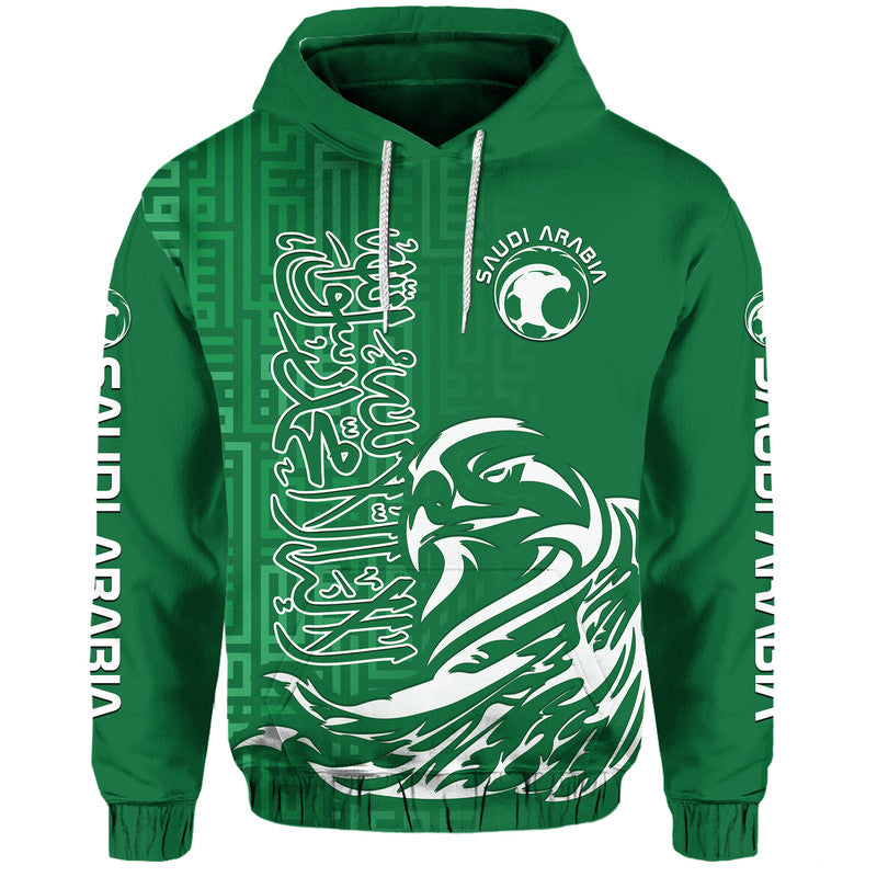 Saudi Arabia Football Falcon Bird And Arabic Text Hoodie - Wonder Print Shop