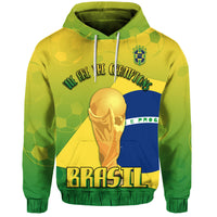 Custom Brazil Football Champions Flag With Soccer Ball Hoodie - Wonder Print Shop