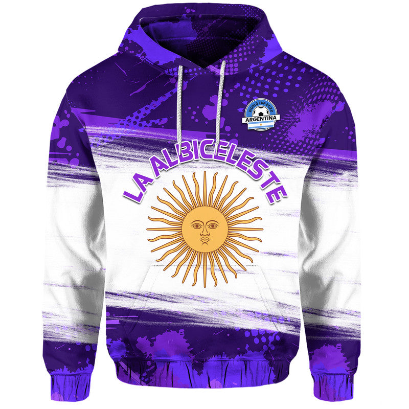 Custom Argentina Sol de Mayo La Albiceleste Flag Style Hoodie Purple - Wonder Print Shop
