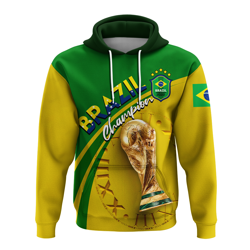 Custom Brazil Football 2022 Hoodie LT2 - Wonder Print Shop