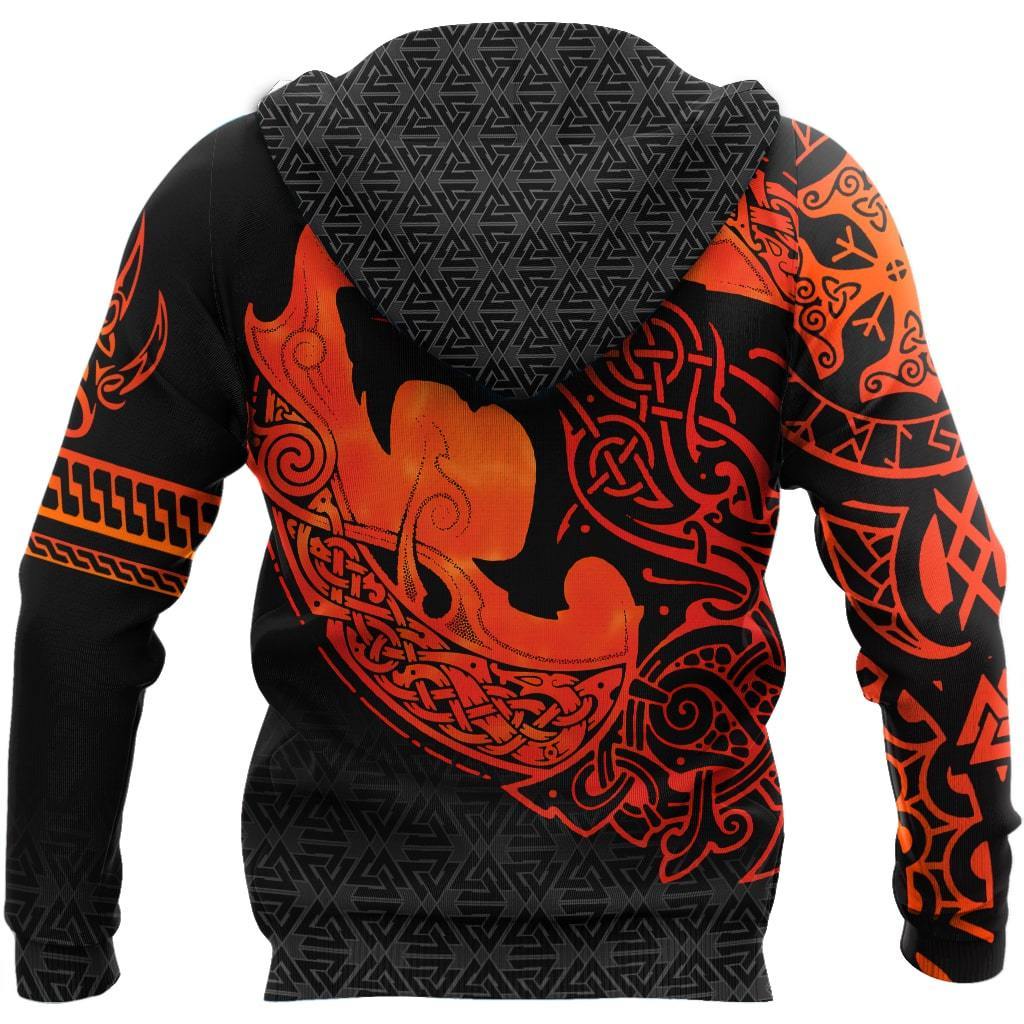 Viking Zip Hoodie - Fenrir Viking 3D Tattoo RLT12 - Wonder Print Shop