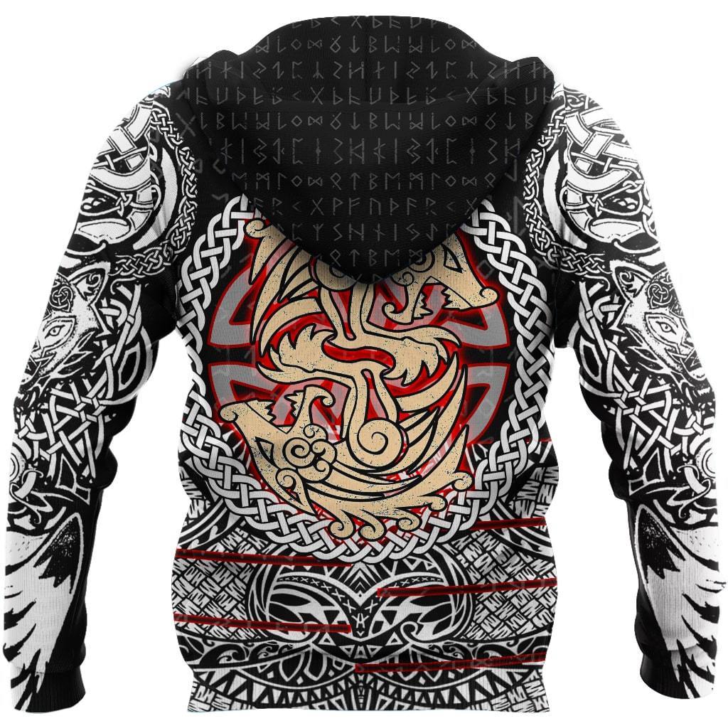Viking Zip Hoodie - Fenrir Vikings Tattoo 3D RLT12 - Wonder Print Shop
