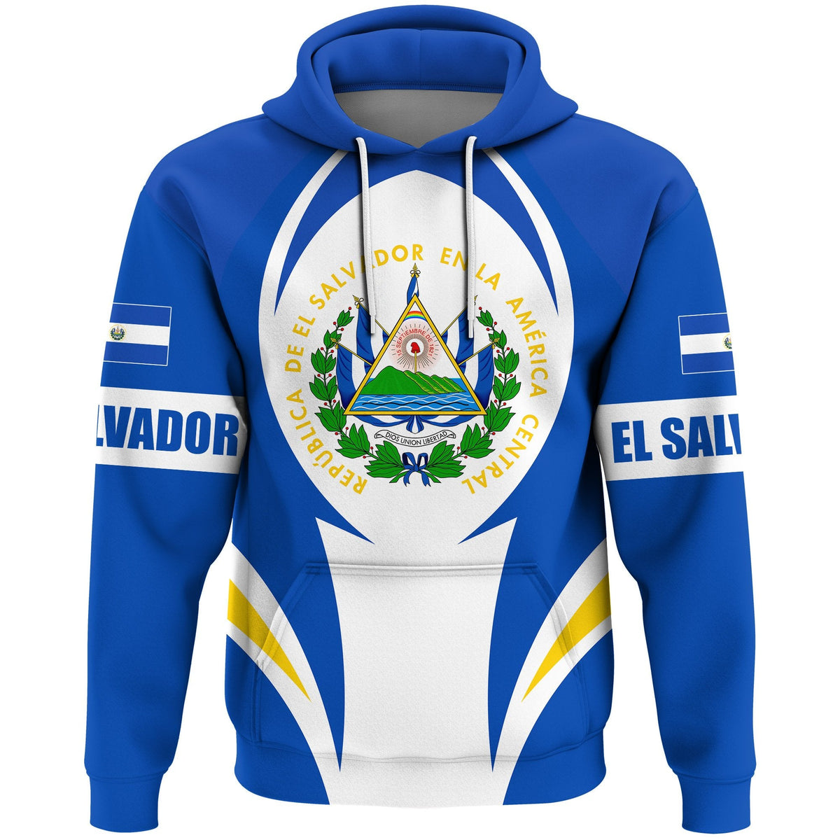 El Salvador Hoodie Action Flag - Wonder Print Shop