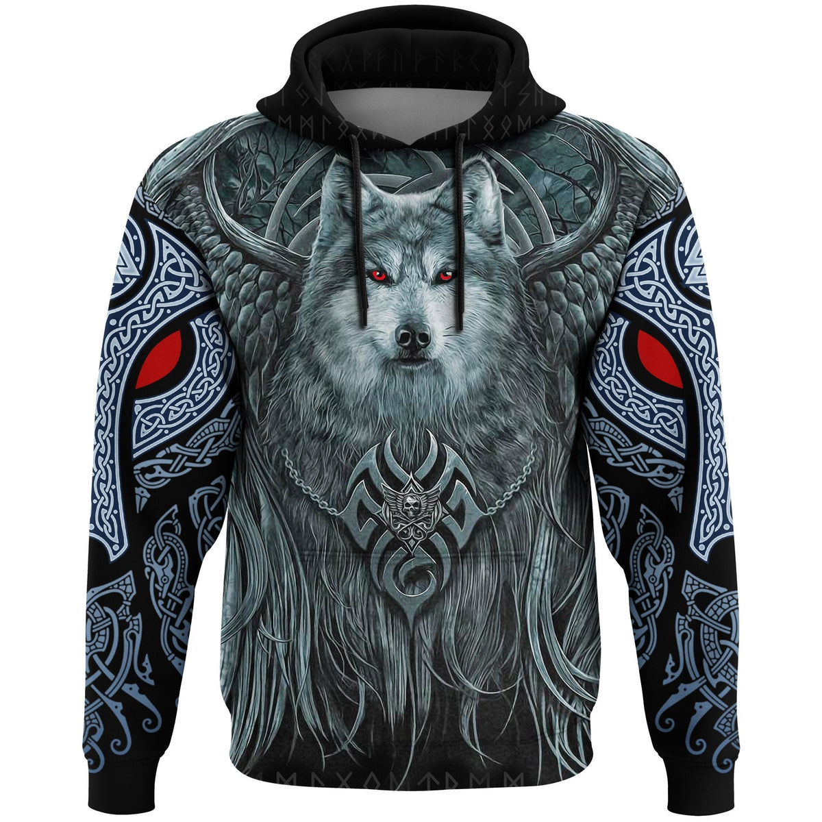Viking Hoodie, Spiral Wolf Spirit RLT12 - Wonder Print Shop