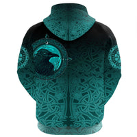 Viking Hoodie, Ethnic Odin Raven Cyan RLT12 - Wonder Print Shop