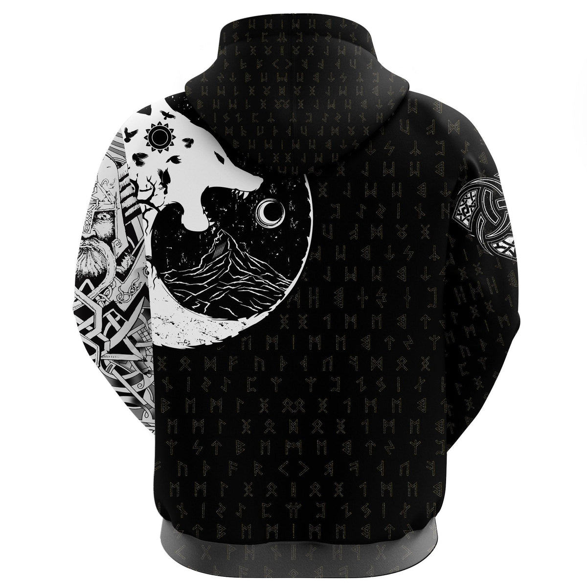 Viking Zip Hoodie, Skoll and Hati Rune Tattoo RLT12 - Wonder Print Shop