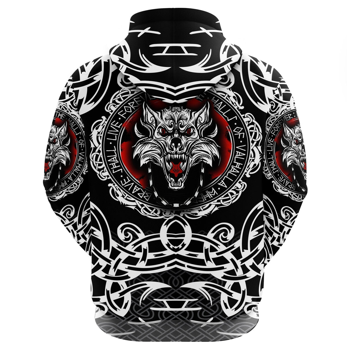 Viking Zip Hoodie, Fenrir Wolf RLT12 - Wonder Print Shop