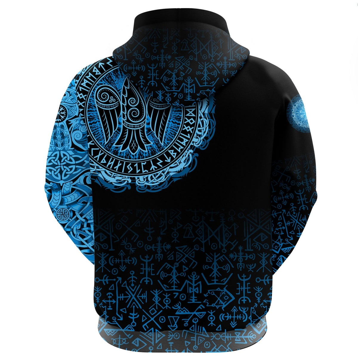 Viking Hoodie Raven Celtic Cyan RLT12 - Wonder Print Shop