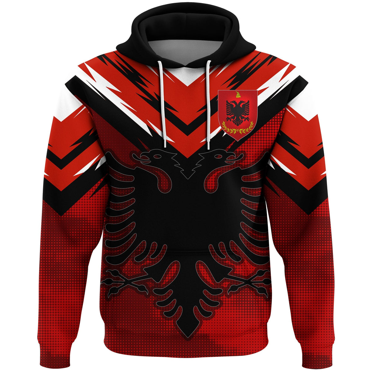 Albania Hoodie, Albania Black Double Headed Eagle Flag - Wonder Print Shop