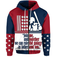 Custom Fathers Day Hoodie America Dad and Son Baseball Player Mixed Blue and Red - Wonder Print Shop