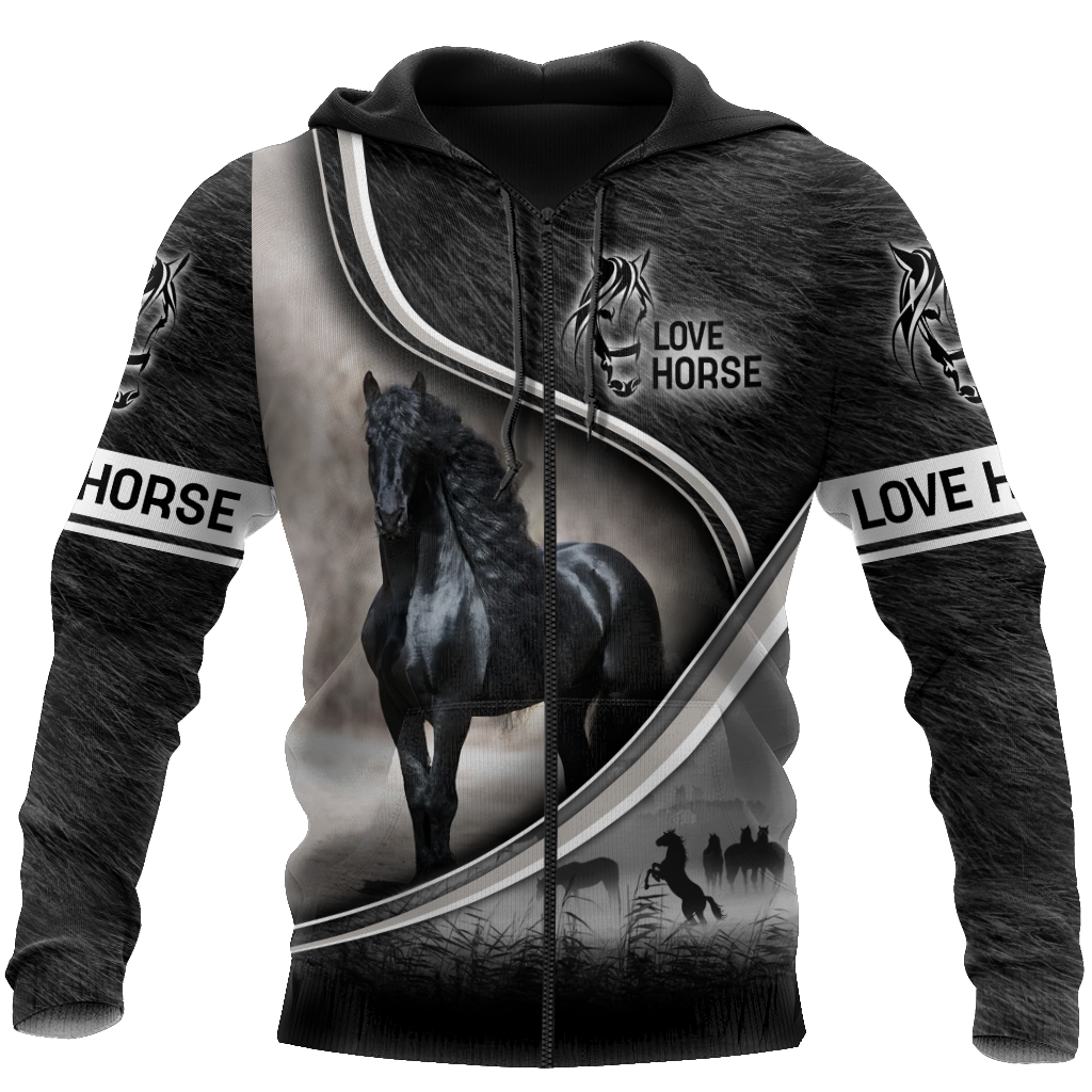 Horse Friesian Black Horse Amazing Style Hoodie - Wonder Print Shop