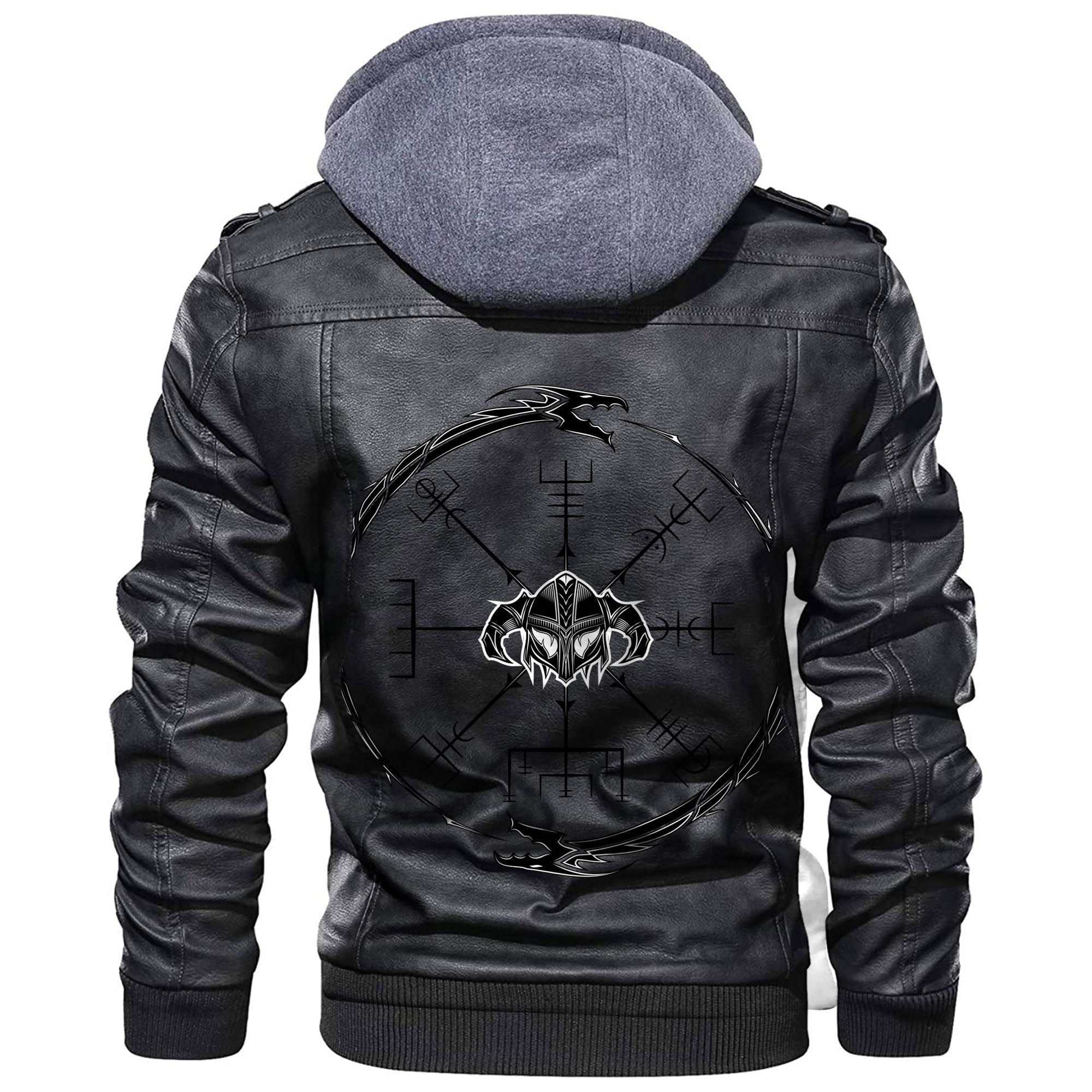 Viking Horror Helmet Magic Runic Leather Jacket RLT12 - Wonder Print Shop
