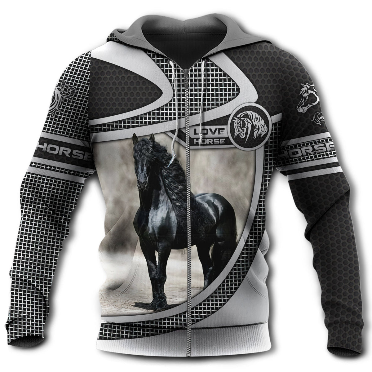 Horse Love Black Horse Hoodie - Wonder Print Shop