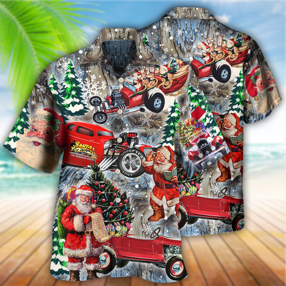 Hot Rod Merry Christmas Funny Hawaiian Shirt - Wonder Print Shop