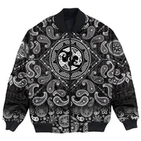 Viking Bomber Jacket Hugin and Munin Norse Mythology with Bandana Paisley Style RLT12 - Wonder Print Shop