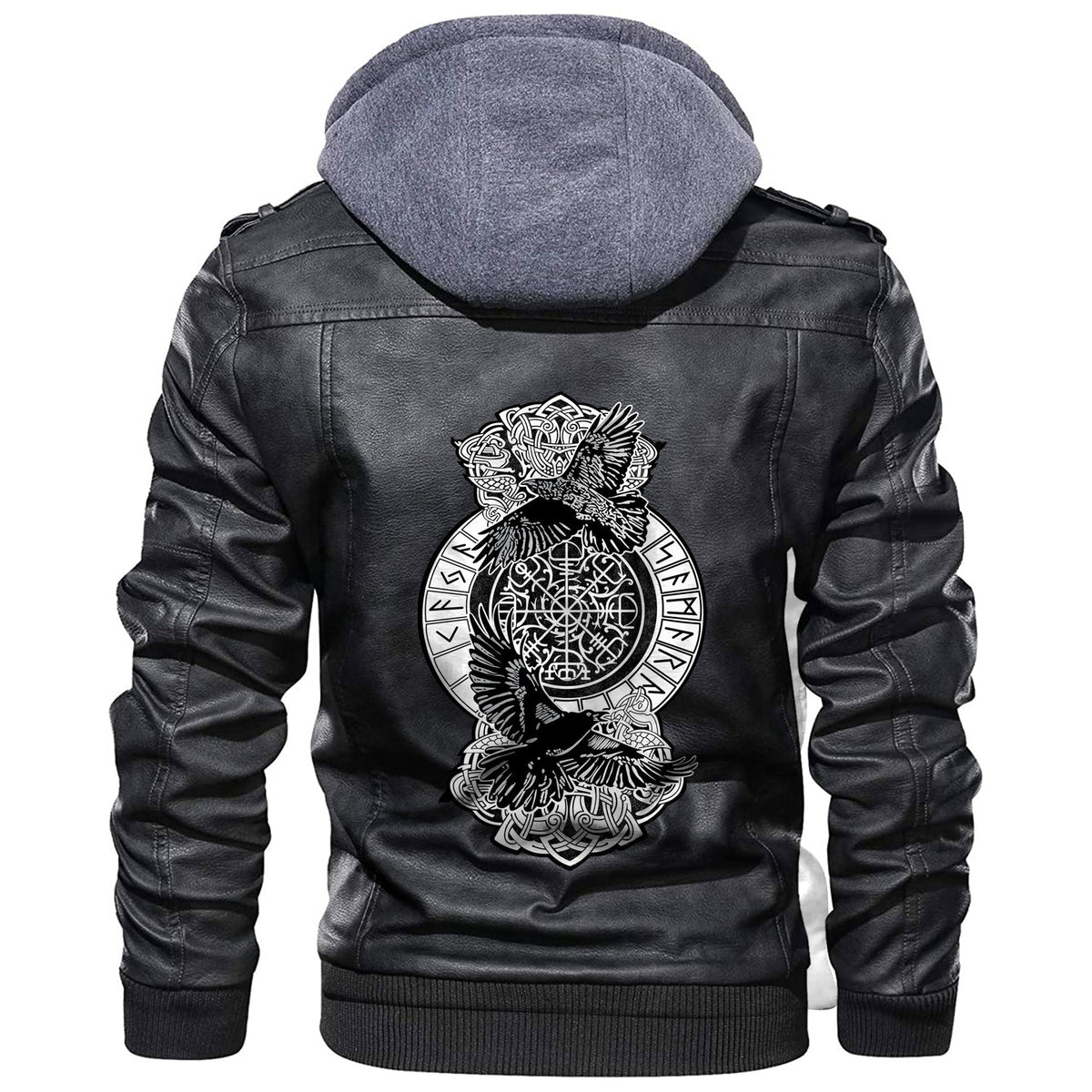 Viking Huginn and Muninn Leather Jacket RLT12 - Wonder Print Shop