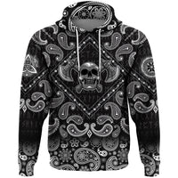 Viking Hoodie Human Skull With Axe with Bandana Paisley Style RLT12 - Wonder Print Shop