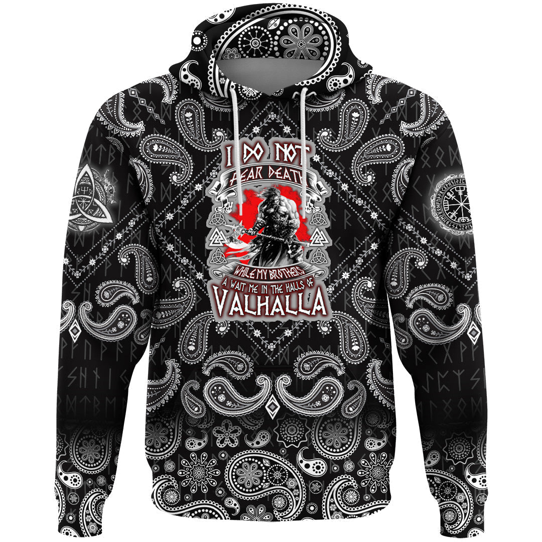Viking Hoodie I Do Not Fear Death with Bandana Paisley Style RLT12 - Wonder Print Shop