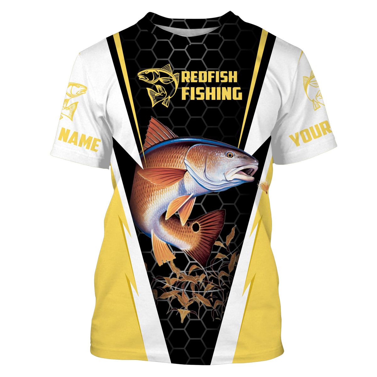 Custom Redfish Fishing Jerseys, Redfish Fishing Fishing TournamenT Shirts Yellow T Shirt - Wonder Print Shop