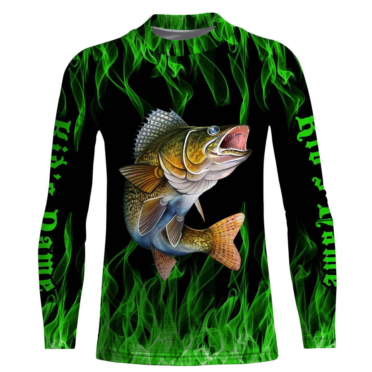 Custom Walleye Fishing Jerseys, Walleye Long Sleeve Tournament Fishing Shirts Blue, Fishing Long Sleeve Shirts - Wonder Print Shop