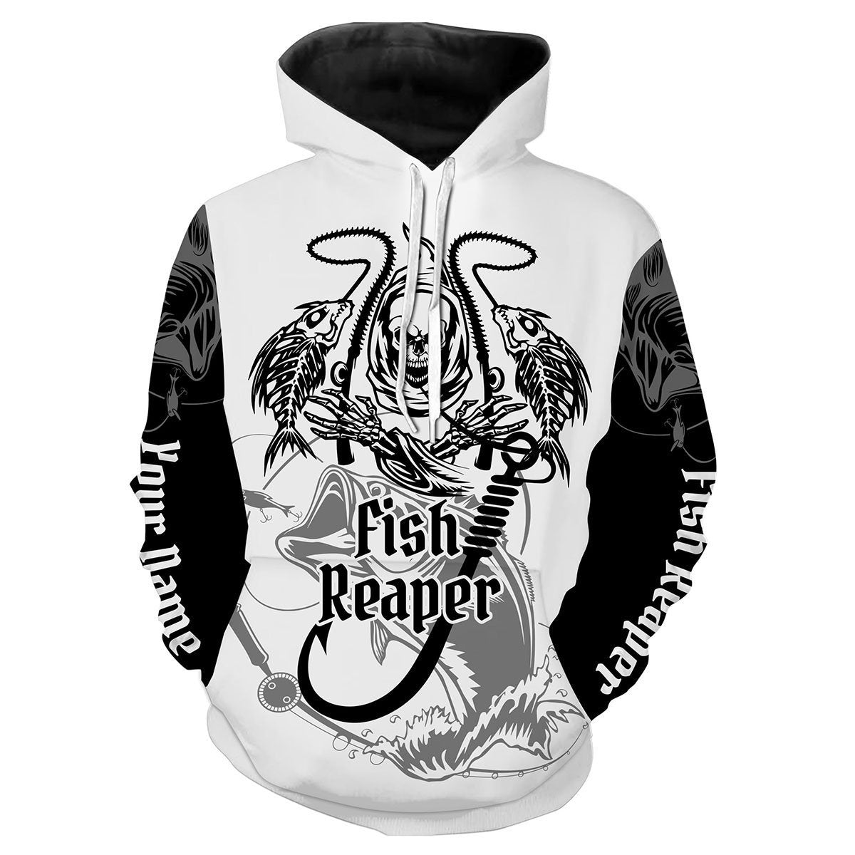 Fish Reaper Bass Fishing Custome Name 3D All Over Printed Shirts Personalized Fishing Gift - Wonder Print Shop