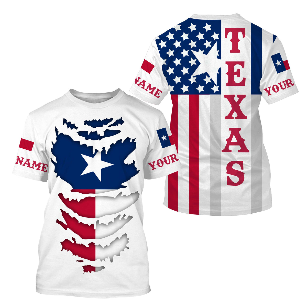 Custom Texas Flag Shirts, Texas State Flag Patriot Performance Shirts - Wonder Print Shop